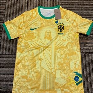 Nike Yellow and Green Brazil Soccer Jersey